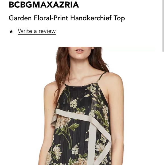 BCBGMaxAzria Garden Floral-Print Handkerchief Top Size Small - Picture 2 of 11
